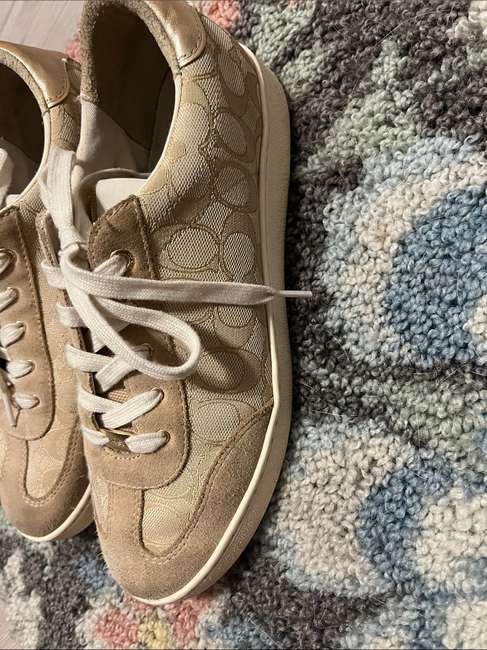 Coach Beige Signature Canvas Low-Top Sneakers